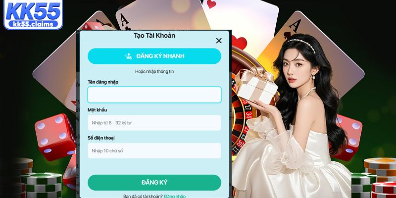 Hướng dẫn tạo tài khoản KK55