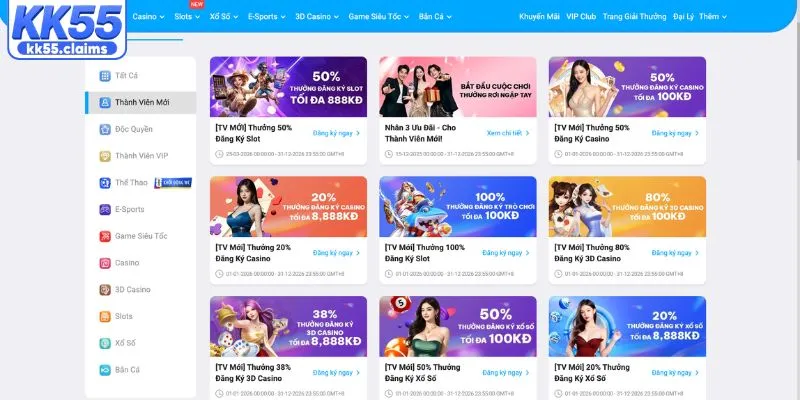Khuyến mãi KK55 cho hội viên mới